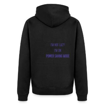 I'm not lazy, I'm in power saving mode! - Unisex Premium Organic Zip Hoodie - black - Back - Nico (187cm)
