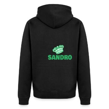 First name Sandro - Unisex Premium Organic Zip Hoodie - black - Back - Nico (187cm)