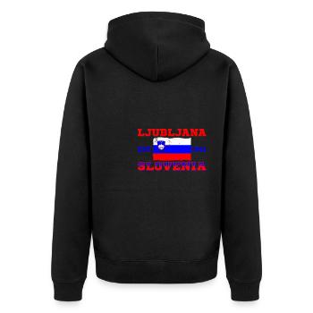Slowenien Urlaub Slovenija Flagge Balkanland - Unisex Premium Bio Zip Hoodie - Schwarz - Hinten - Nico (187cm)