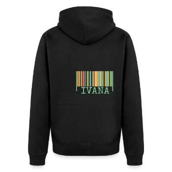 First name Ivana - Unisex Premium Organic Zip Hoodie - black - Back - Nico (187cm)