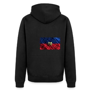 Land Haiti - Unisex Premium Bio Zip Hoodie - Schwarz - Hinten - Nico (187cm)