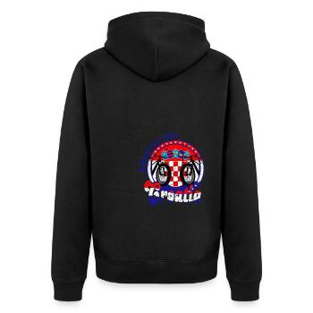 Kroatien Bikingtour 2024 - Unisex Premium Bio Zip Hoodie - Schwarz - Hinten - Nico (187cm)