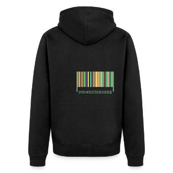 schwesterherz schwesterherz - Unisex Premium Bio Zip Hoodie - Schwarz - Hinten - Nico (187cm)