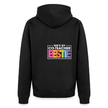 She's My Co Teacher Bestie Work Buddy Bestfriend - Unisex Premium Bio Zip Hoodie - Schwarz - Hinten - Nico (187cm)