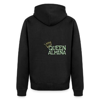 Almina - Unisex Premium Organic Zip Hoodie - black - Back - Nico (187cm)