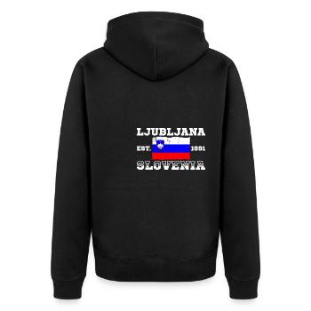 Slowenien Urlaub Slovenija Flagge Balkanland - Unisex Premium Bio Zip Hoodie - Schwarz - Hinten - Nico (187cm)