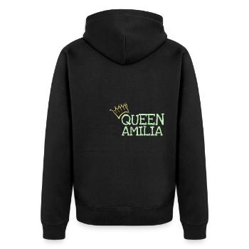 Vorname Amilia - Unisex Premium Bio Zip Hoodie - Schwarz - Hinten - Nico (187cm)