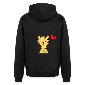 Süßer Tiger mit Herzluftballon - Babymode - Geburt - Unisex Premium Bio Zip Hoodie - Schwarz - Hinten - Nico (187cm)