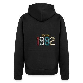 Oktober 1982 - 40. Geburtstag Geschenk. Legende. - Unisex Premium Bio Zip Hoodie - Schwarz - Hinten - Nico (187cm)
