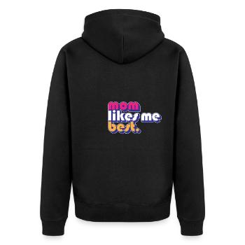 Mom Likes Me Best Mommy's Favorite Child Funny - Unisex Premium Bio Zip Hoodie - Schwarz - Hinten - Nico (187cm)