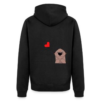 Cute Otter with Heart Balloon - Baby Clothes - Unisex Premium Organic Zip Hoodie - black - Back - Nico (187cm)