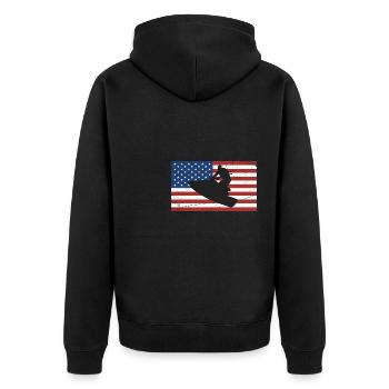usa jetski flag Design for a usa flag and jet ski - Unisex Premium Organic Zip Hoodie - black - Back - Nico (187cm)
