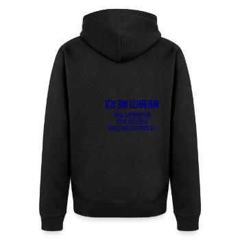 Lehrerin - Mein offizieller Superhelden-Beruf! - Unisex Premium Bio Zip Hoodie - Schwarz - Hinten - Nico (187cm)