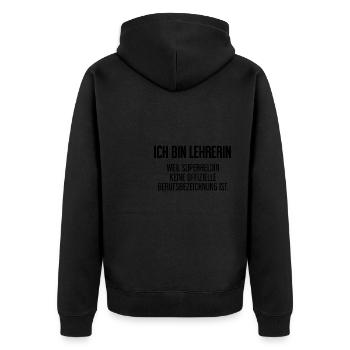 Lehrerin - Mein offizieller Superhelden-Beruf! - Unisex Premium Bio Zip Hoodie - Schwarz - Hinten - Nico (187cm)