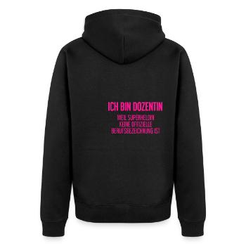 Dozentin - Mein offizieller Superhelden-Beruf! - Unisex Premium Bio Zip Hoodie - Schwarz - Hinten - Nico (187cm)