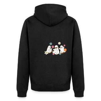 Spooky Season Halloween Boo Ghost Let's Go Ghouls - Unisex Premium Organic Zip Hoodie - black - Back - Nico (187cm)
