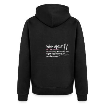 Hair Stylist Definition Makeup Cosmetician - Unisex Premium Bio Zip Hoodie - Schwarz - Hinten - Nico (187cm)