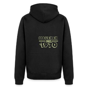 Maurermeister 1970 - Unisex Premium Bio Zip Hoodie - Schwarz - Hinten - Nico (187cm)
