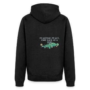 Planting Peace One Sage At A Time Smudge Sticks - Unisex Premium Organic Zip Hoodie - black - Back - Nico (187cm)