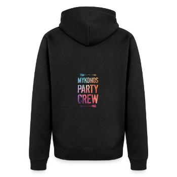 Dicton de l’équipe de fête de Mykonos - Veste à capuche bio Premium Unisexe - noir - Dos - Nico (187cm)
