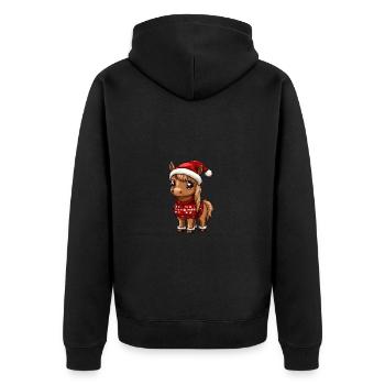 Pferd Weihnachten Comic - Unisex Premium Bio Zip Hoodie - Schwarz - Hinten - Nico (187cm)