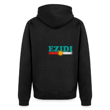 Ezidchan Yezidische Region Kurmandschi Irak - Unisex Premium Bio Zip Hoodie - Schwarz - Hinten - Nico (187cm)