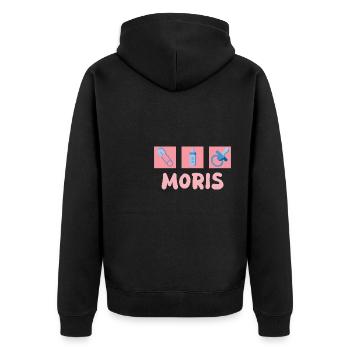 Pacifier Moris - Unisex Premium Organic Zip Hoodie - black - Back - Nico (187cm)