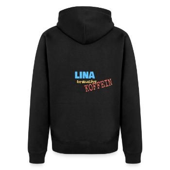 Lina - Unisex Premium Bio Zip Hoodie - Schwarz - Hinten - Nico (187cm)