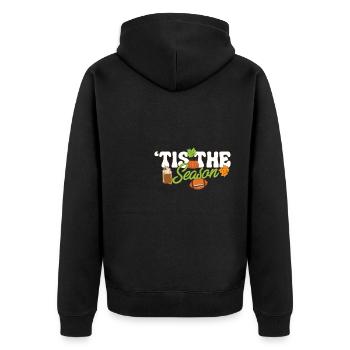 Happy Thanksgiving Tis The Season Pumpkin Spice - Unisex Premium Bio Zip Hoodie - Schwarz - Hinten - Nico (187cm)
