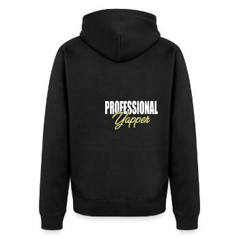 Professional Yapper Fluent In Yapanese Slang - Unisex Premium Bio Zip Hoodie - Schwarz - Hinten - Nico (187cm)