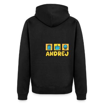 Vorname Andrej - Unisex Premium Bio Zip Hoodie - Schwarz - Hinten - Nico (187cm)