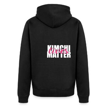 Kimchi Lives Matter Essensliebhaber Geschenk - Unisex Premium Bio Zip Hoodie - Schwarz - Hinten - Nico (187cm)