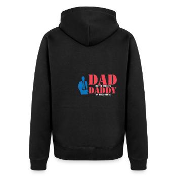 Dad In The Streets Dad In The Sheets Dad Jokes - Unisex Premium Bio Zip Hoodie - Schwarz - Hinten - Nico (187cm)