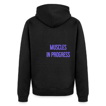 Muscles in Progress - Unisex Premium Organic Zip Hoodie - black - Back - Nico (187cm)