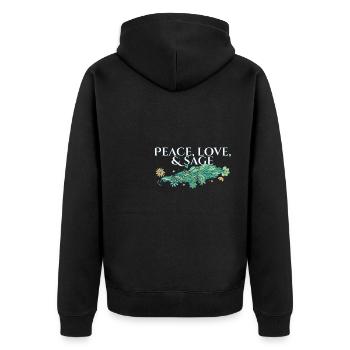 Peace Love And Sage Smudge Sticks Healing Burning - Unisex Premium Organic Zip Hoodie - black - Back - Nico (187cm)