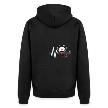 Nurse heartbeat stethoscope - Unisex Premium Organic Zip Hoodie - black - Back - Nico (187cm)