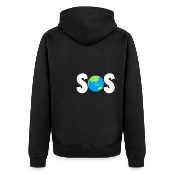 sos Design for a ecology lover - Unisex Premium Bio Zip Hoodie - Schwarz - Hinten - Nico (187cm)