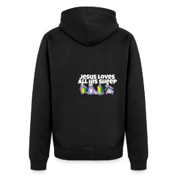 Jésus aime toutes ses brebis LGBTQ fier allié gay - Veste à capuche bio Premium Unisexe - noir - Dos - Nico (187cm)