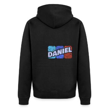 Daniel as Daniel - Unisex Premium Organic Zip Hoodie - black - Back - Nico (187cm)