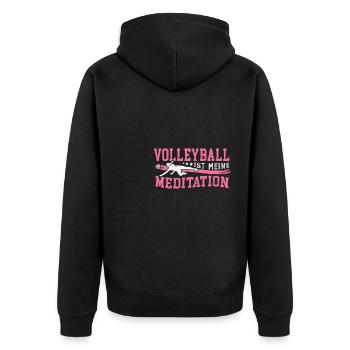 Volleyball ist meine Meditation Geschenk - Unisex Premium Bio Zip Hoodie - Schwarz - Hinten - Nico (187cm)