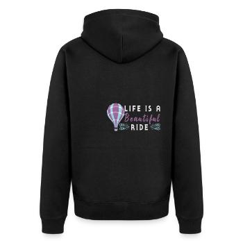 Heißluftballon & Ballon Fahrer Geschenk - Unisex Premium Bio Zip Hoodie - Schwarz - Hinten - Nico (187cm)