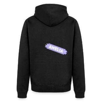 Vorname Amelia - Unisex Premium Bio Zip Hoodie - Schwarz - Hinten - Nico (187cm)