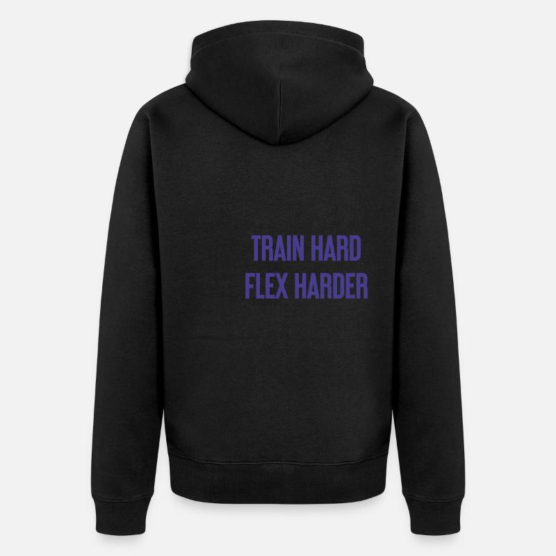 Train Hard Flex Harder - Unisex Premium Bio Zip Hoodie - Schwarz
