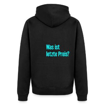 What is last price? - Unisex Premium Organic Zip Hoodie - black - Back - Nico (187cm)