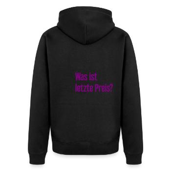 What is last price? - Unisex Premium Organic Zip Hoodie - black - Back - Nico (187cm)