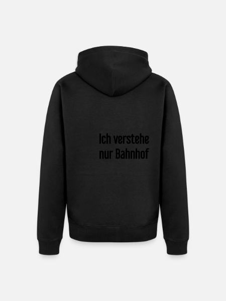 I only understand train station - Unisex Premium Organic Zip Hoodie - black
