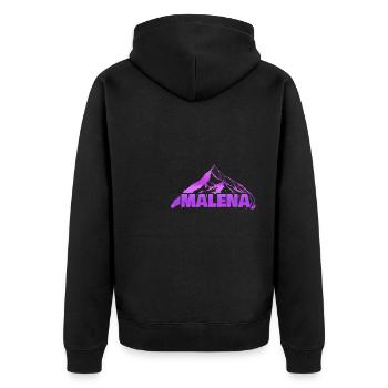 Malena als Berg - Unisex Premium Bio Zip Hoodie - Schwarz - Hinten - Nico (187cm)