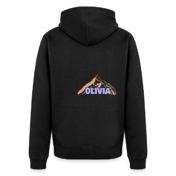 Geschenk für Olivia - Unisex Premium Bio Zip Hoodie - Schwarz - Hinten - Nico (187cm)