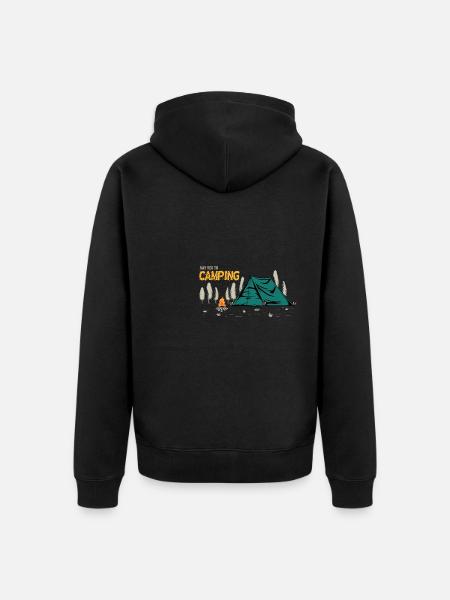 Yes to Camping Stargazer gift - Unisex Premium Organic Zip Hoodie - black