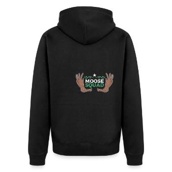 Lustiges Sprichwort Moose Squad Team Elk Nature - Unisex Premium Bio Zip Hoodie - Schwarz - Hinten - Nico (187cm)